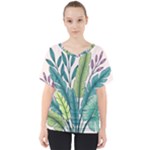 Illustrations Plants Nature Leaves V-Neck Dolman Drape Top