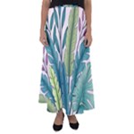 Illustrations Plants Nature Leaves Flared Maxi Skirt