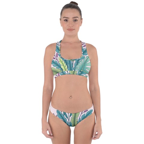 Illustrations Plants Nature Leaves Cross Back Hipster Bikini Set from ArtsNow.com