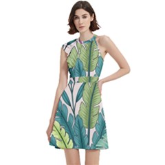 Cocktail Party Halter Sleeveless Dress With Pockets 