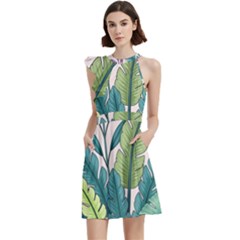 Cocktail Party Halter Sleeveless Dress With Pockets 