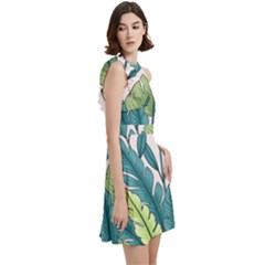 Cocktail Party Halter Sleeveless Dress With Pockets 