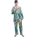 Illustrations Plants Nature Leaves Men s Long Sleeve Satin Pajamas Set