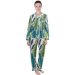 Illustrations Plants Nature Leaves Women s Long Sleeve Satin Pajamas Set