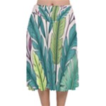 Illustrations Plants Nature Leaves Velvet Flared Midi Skirt