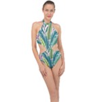 Illustrations Plants Nature Leaves Halter Side Cut Swimsuit