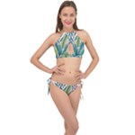 Illustrations Plants Nature Leaves Cross Front Halter Bikini Set