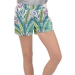 Illustrations Plants Nature Leaves Women s Velour Lounge Shorts