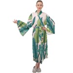 Illustrations Plants Nature Leaves Maxi Velvet Kimono