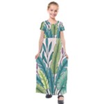 Illustrations Plants Nature Leaves Kids  Short Sleeve Maxi Dress