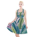 Illustrations Plants Nature Leaves Halter Party Swing Dress 