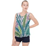 Illustrations Plants Nature Leaves Bubble Hem Chiffon Tank Top