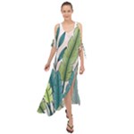 Illustrations Plants Nature Leaves Maxi Chiffon Cover Up Dress