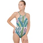 Illustrations Plants Nature Leaves High Neck One Piece Swimsuit