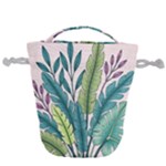 Illustrations Plants Nature Leaves Drawstring Bucket Bag