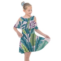 Kids  Shoulder Cutout Chiffon Dress 