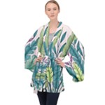 Illustrations Plants Nature Leaves Long Sleeve Velvet Kimono 