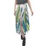 Illustrations Plants Nature Leaves Velour Split Maxi Skirt