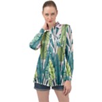 Illustrations Plants Nature Leaves Long Sleeve Satin Shirt