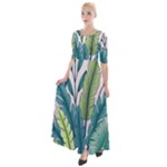 Illustrations Plants Nature Leaves Half Sleeves Maxi Dress