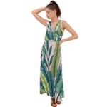 Illustrations Plants Nature Leaves V-Neck Chiffon Maxi Dress