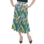 Illustrations Plants Nature Leaves Midi Mermaid Skirt