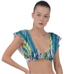 Illustrations Plants Nature Leaves Plunge Frill Sleeve Bikini Top