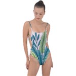 Illustrations Plants Nature Leaves Tie Strap One Piece Swimsuit