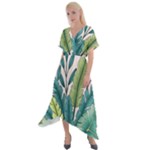 Illustrations Plants Nature Leaves Cross Front Sharkbite Hem Maxi Dress