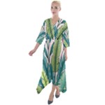 Illustrations Plants Nature Leaves Quarter Sleeve Wrap Front Maxi Dress