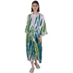 Illustrations Plants Nature Leaves Maxi Satin Kimono