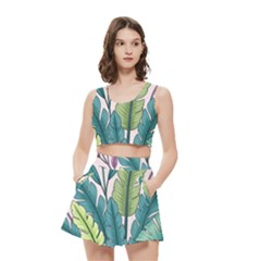 Illustrations Plants Nature Leaves Women s Crop Top Pleated Skater Rave Skirt from ArtsNow.com