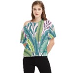 Illustrations Plants Nature Leaves One Shoulder Cut Out T-Shirt