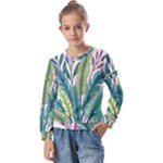 Illustrations Plants Nature Leaves Kids  Long Sleeve T-Shirt with Frill 