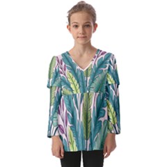 Kids  V Neck Casual Top 