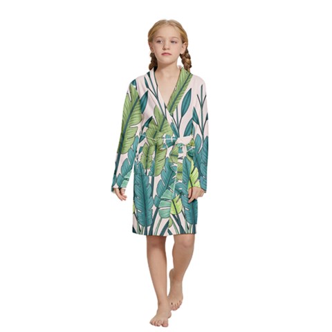 Illustrations Plants Nature Leaves Kids  Long Sleeve Velvet Lounge Robe from ArtsNow.com