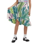 Illustrations Plants Nature Leaves Kids  Ruffle Flared Wrap Midi Skirt