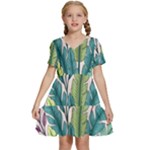 Illustrations Plants Nature Leaves Kids  Short Sleeve Tiered Mini Dress