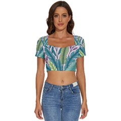 Short Sleeve Square Neckline Crop Top  