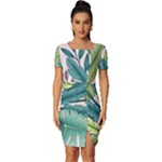 Illustrations Plants Nature Leaves Fitted Knot Split End Bodycon Dress