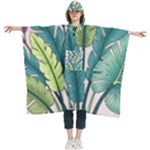 Illustrations Plants Nature Leaves Women s Hooded Rain Ponchos