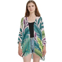 Open Front 3/4 Sleeve Batwing Chiffon Cardigan Kimono 