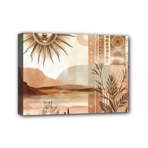 Abstract Sun Boho Bohemian Design Mini Canvas 7  x 5  (Stretched) from ArtsNow.com