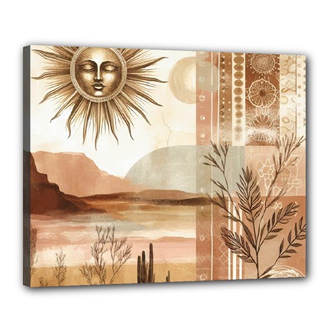 Abstract Sun Boho Bohemian Design Canvas 20  x 16  (Stretched) from ArtsNow.com