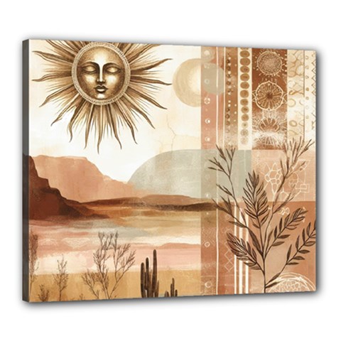 Abstract Sun Boho Bohemian Design Canvas 24  x 20  (Stretched) from ArtsNow.com