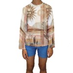 Abstract Sun Boho Bohemian Design Kids  Long Sleeve Swimwear