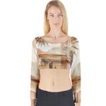 Abstract Sun Boho Bohemian Design Long Sleeve Crop Top