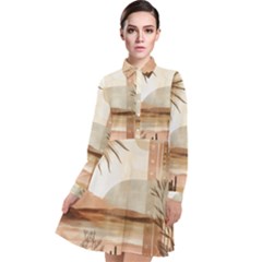 Long Sleeve Chiffon Shirt Dress 