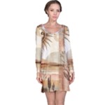 Abstract Sun Boho Bohemian Design Long Sleeve Nightdress