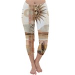 Abstract Sun Boho Bohemian Design Capri Winter Leggings 